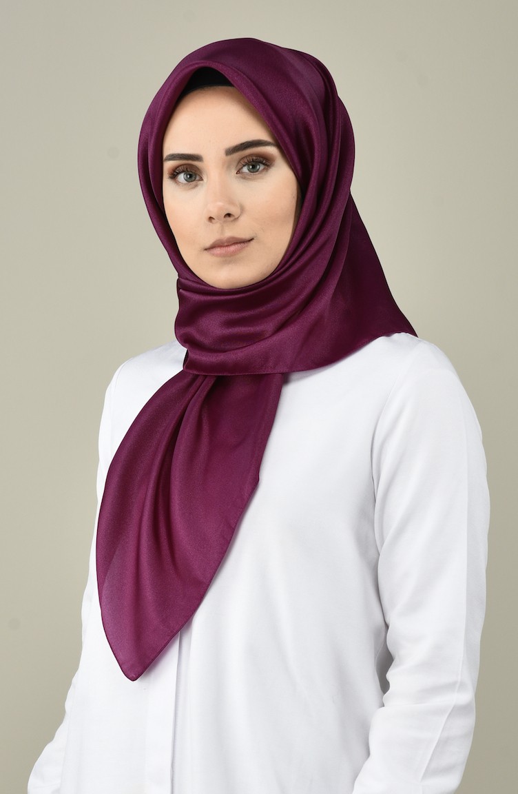 Karaca Bordo Mor Renkli Cicek Desenli Polyester Esarp Esarp Com