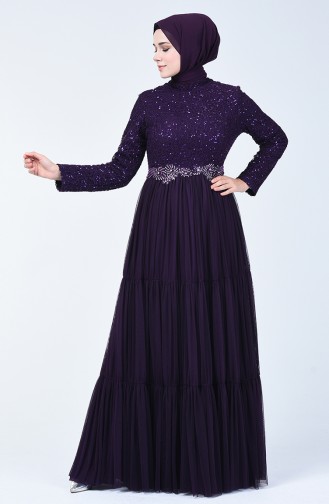 Purple Hijab Evening Dress 52769-05