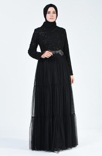 Black Hijab Evening Dress 52769-06