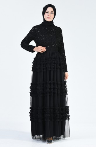 Black Hijab Evening Dress 52770-06