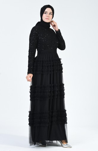 Black Hijab Evening Dress 52770-06