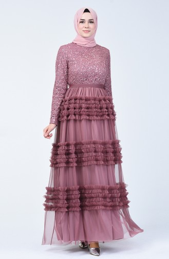 Dusty Rose Hijab Evening Dress 52770-07