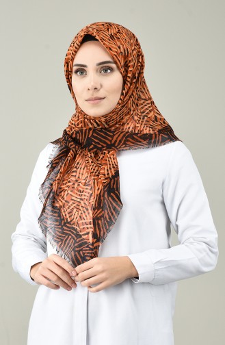 Desenli Flamlı Eşarp 901583-04 Turuncu