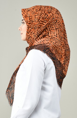 Desenli Flamlı Eşarp 901583-04 Turuncu