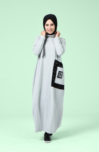 Gray Hijab Dress 4121-05