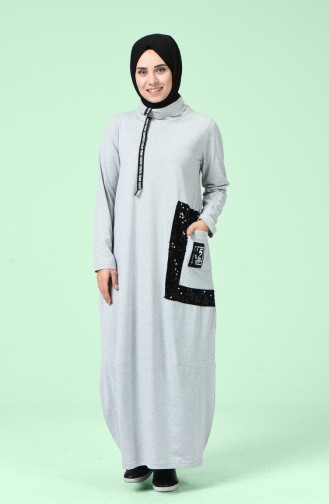 Gray Hijab Dress 4121-05