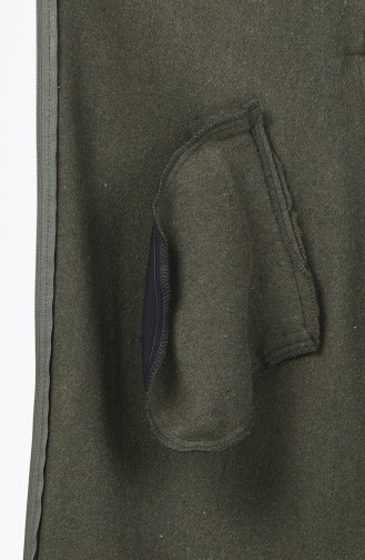 Mantel aus Fleece mit Pelz 6807A-04 Khaki Grün 6807A-04