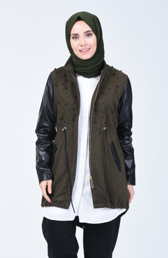 Deri Detaylı Kap 2965-02 Khaki 2965-02