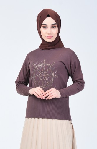 Pull Tricot İmprimée de Pierre 0589-06 Vison Foncé 0589-06
