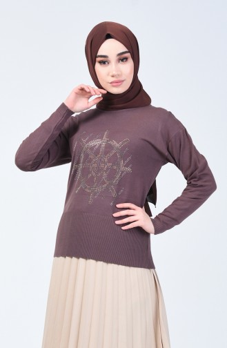 Pull Tricot İmprimée de Pierre 0589-06 Vison Foncé 0589-06