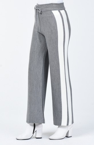 Pantalon Tricot Large à Rayure  4194-02 Gris 4194-02