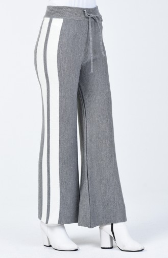 Pantalon Tricot Large à Rayure  4194-02 Gris 4194-02