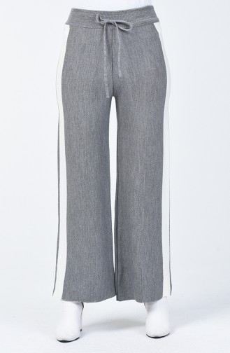 Pantalon Tricot Large à Rayure  4194-02 Gris 4194-02