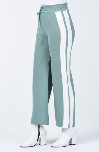 Pantalon Tricot Large à Rayure 4194-03 Vert Noisette 4194-03