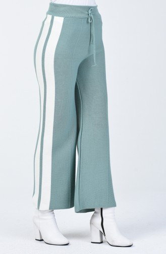 Striped Knitwear wide Leg Pants 4194-03 Sea Green 4194-03