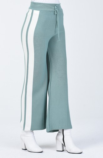 Pantalon Tricot Large à Rayure 4194-03 Vert Noisette 4194-03