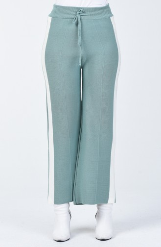 Pantalon Tricot Large à Rayure 4194-03 Vert Noisette 4194-03