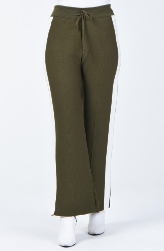 Pantalon Large Tricot à Rayures 4194-04 Khaki 4194-04