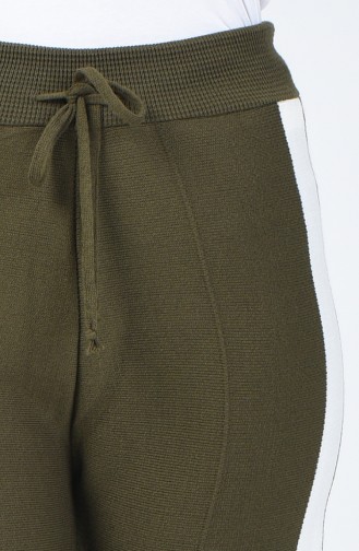 Pantalon Large Tricot à Rayures 4194-04 Khaki 4194-04