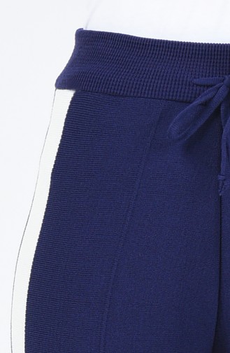 Pantalon Large Tricot à Rayures 4194-05 Bleu Marine 4194-05