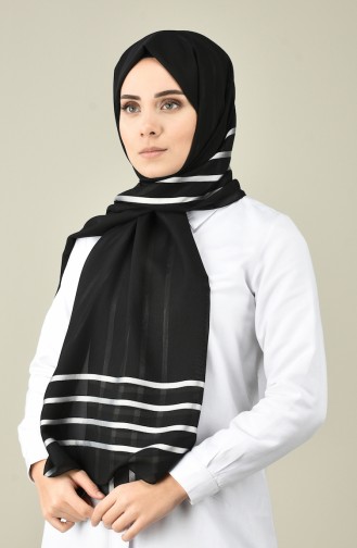 Abiye Şal 26005-12 Siyah Gümüş Gri