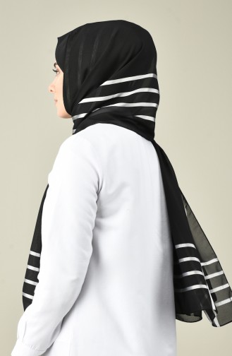 Abiye Şal 26005-12 Siyah Gümüş Gri