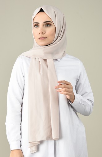 Leder Deri Görünümlü Şifon Şal 50053-06 Krem