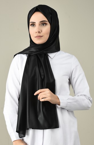 Leder Deri Görünümlü Şifon Şal 50053-19 Siyah