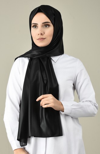 Leather Appearance Chiffon Shawl Black 50053-19