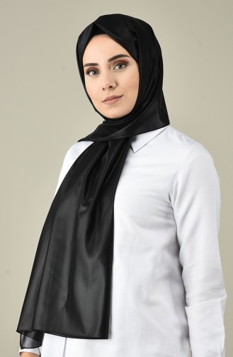 Leder Deri Görünümlü Şifon Şal 50053-19 Siyah