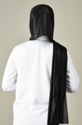 Leder Deri Görünümlü Şifon Şal 50053-19 Siyah