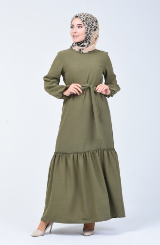 Aerobin Fabric Belted Dress Khaki 0063-03