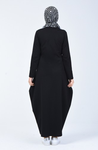 Schwarz Hijab Kleider 3132-02