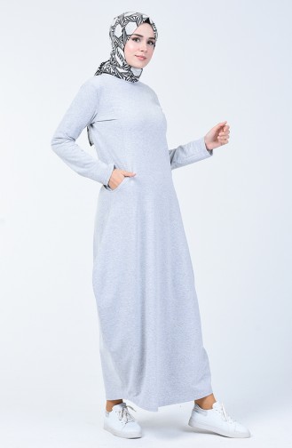 Grau Hijab Kleider 3132-03