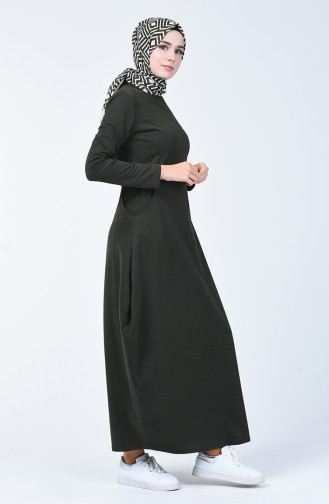 Khaki Hijab Dress 3132-04