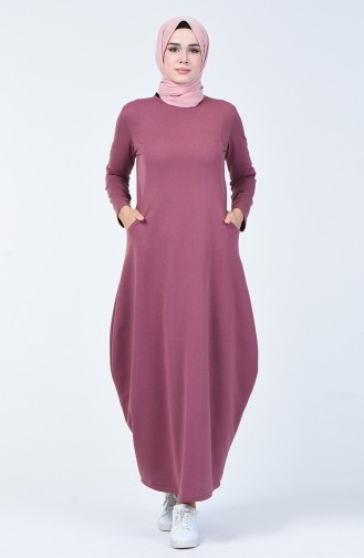 Beige-Rose Hijab Kleider 3132-07
