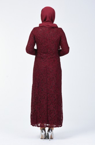 Claret Red Hijab Evening Dress 2230-04