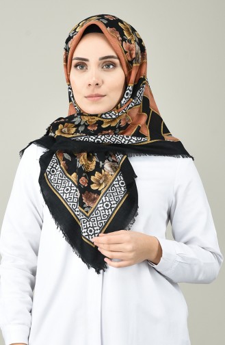 Patterned Scarf Brown tobacco 2445-06