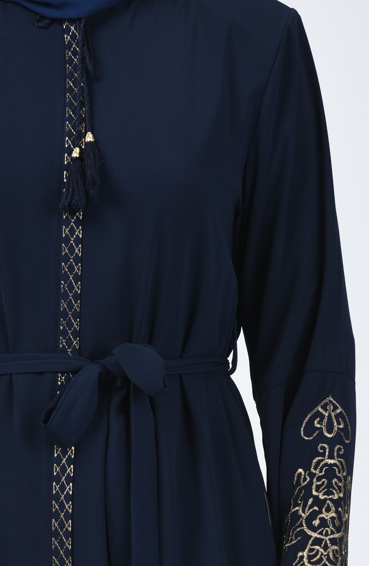 Robe Monsoon Bleu Marine - Broderie Fleurs Brillantes - Taille 10 - Occasion Très Bon état