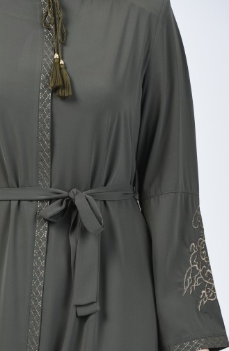 Grosse Grösse Besticktes Abaya 5938-02 Khaki 5938-02