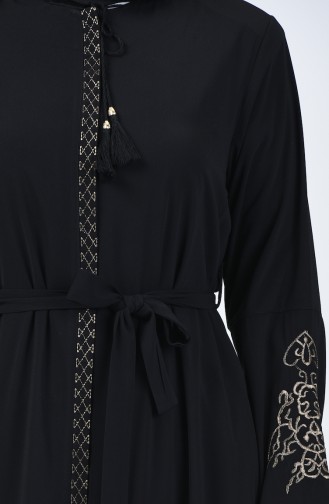 Big Size Embroidered Abaya Black 5938-03