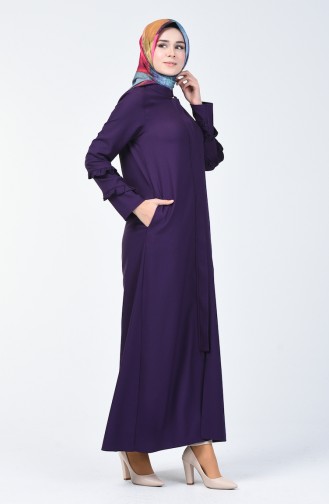 Abaya Manche à Froufrous 0261-02 Pourpre 0261-02