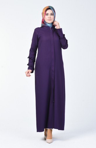 Abaya Manche à Froufrous 0261-02 Pourpre 0261-02