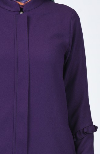 Abaya Manche à Froufrous 0261-02 Pourpre 0261-02