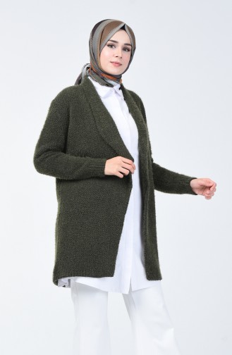 Trikot Schal-Kragen Strickjacke 4127-07 Khaki Grün 4127-07