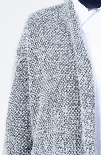 Trikot Schal-Kragen Strickjacke 4127-08 Anhrazit Weiss 4127-08