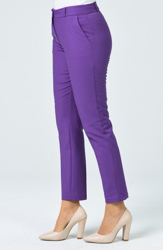 Straight Trousers With Pockets Dark Lilac 1312PNT-01