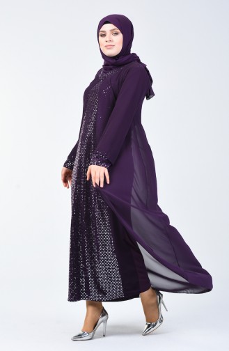 Purple Hijab Evening Dress 4747-02