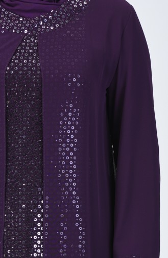 Purple Hijab Evening Dress 4747-02