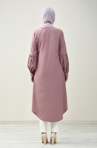 Düğmeli Uzun Tunik 5028-06 Pembe